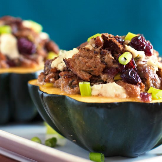 Sausage Sage Stuffed Acorn Squash