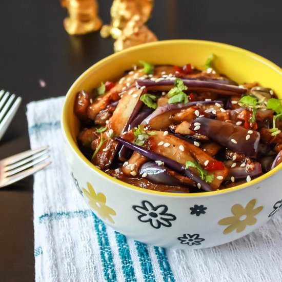 Honey Garlic Spicy Eggplant