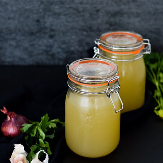 Homemade light vegetable stock