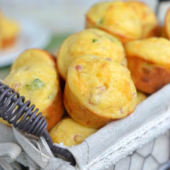 Ham and Cheese Mini Corn Muffins