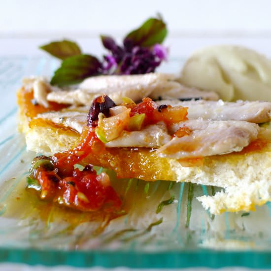 Coca with Sardines and Pumpkin