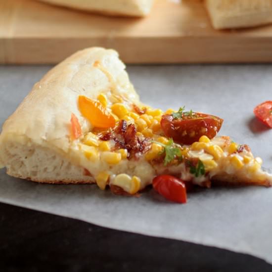 Corn and Tomato Pizza (with Bacon!)