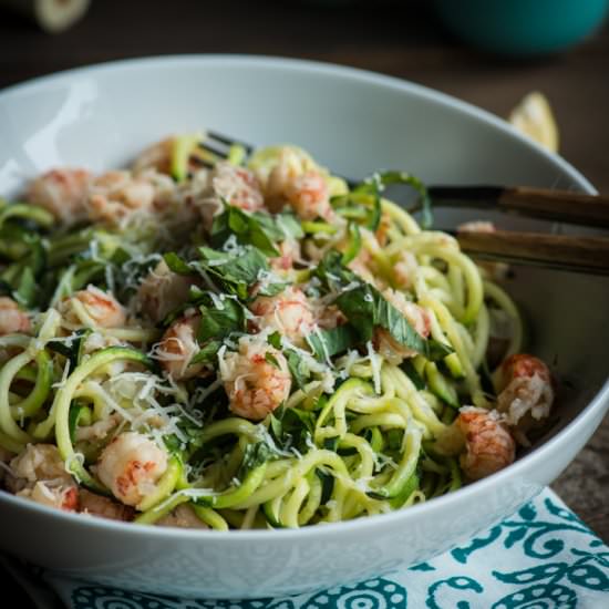 Zucchini Linguine with Langostinos