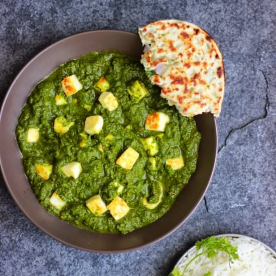 Palak Paneer and Kulcha