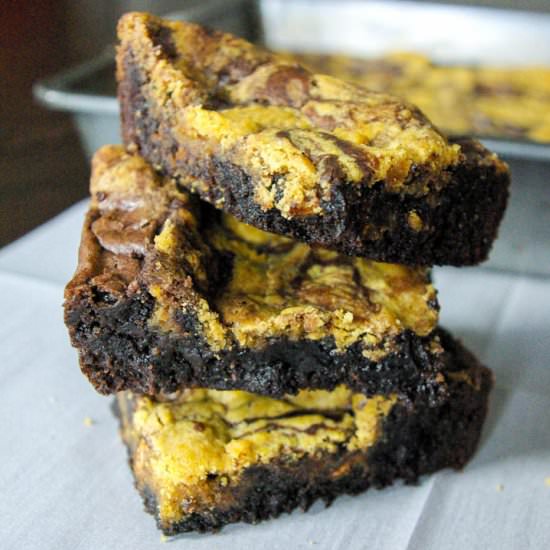 Pumpkin Cookie Swirl Brownies