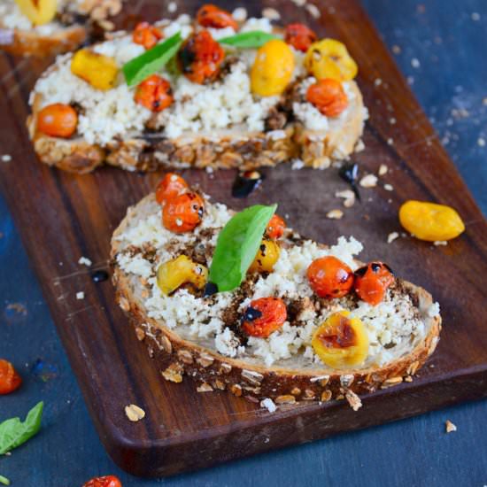 Herbed ricotta and tomato crostini