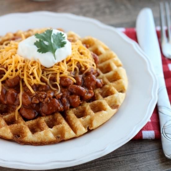 Cornbread Waffles with Chili