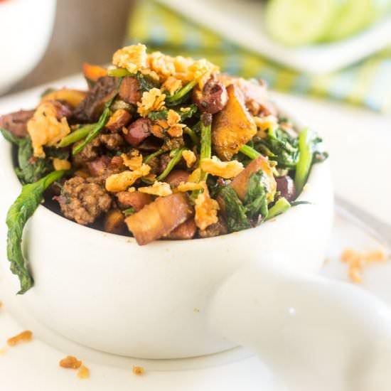 KETO GROUND BEEF & SPINACH SKILLET