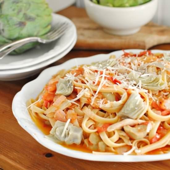 Artichoke and Tomato Fettuccine