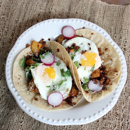 Tofu Chorizo Breakfast Tacos