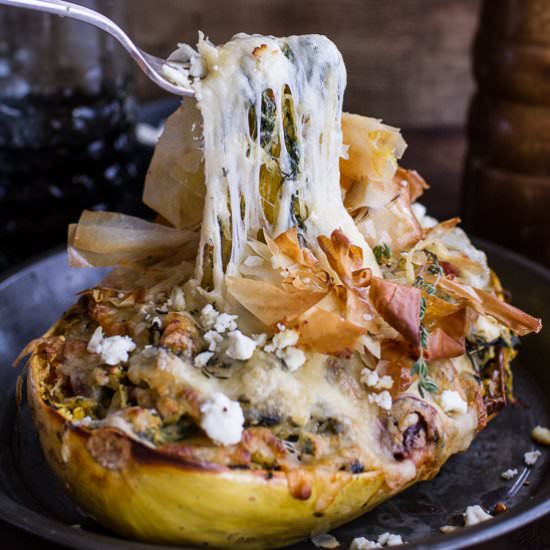 Spanakopita Stuffed Spaghetti Squash