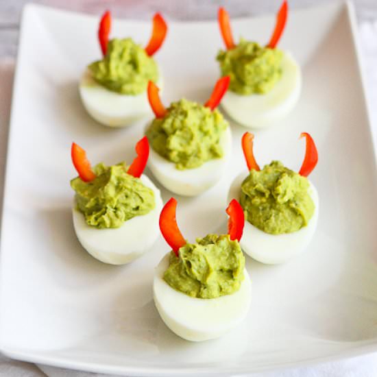 Devilish Avocado Deviled Eggs