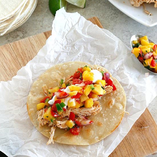 Hot Pepper Mango Chicken Tacos