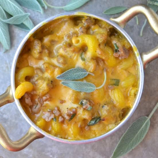 Sausage and Pumpkin Mac & Cheese