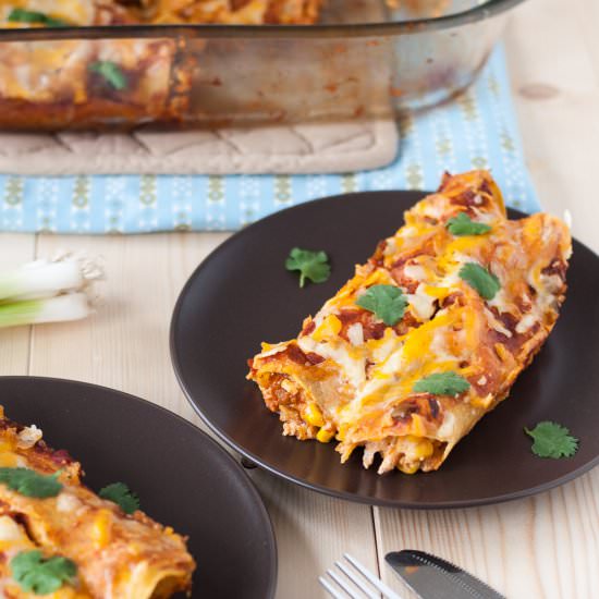 One Bowl Creamy Chicken Enchiladas