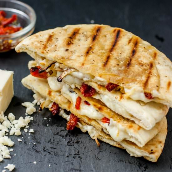 Onion & Tomato Pita Grilled Cheese