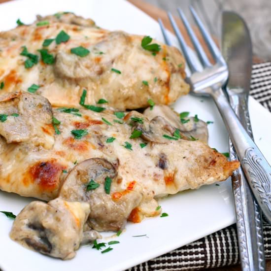 Chicken with Mushroom Cream Sauce