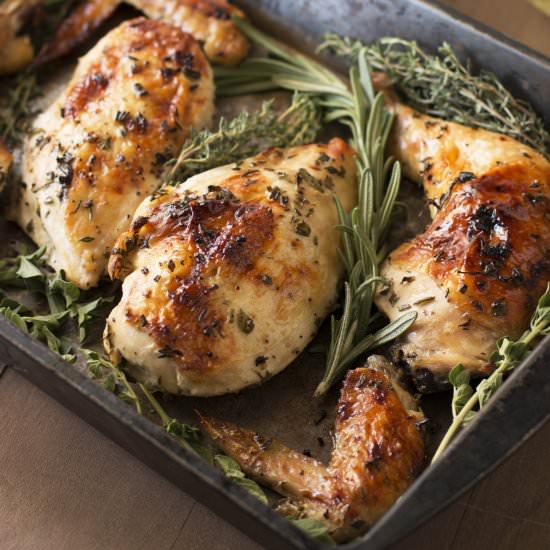 Roasted Chicken with Wine & Herbs