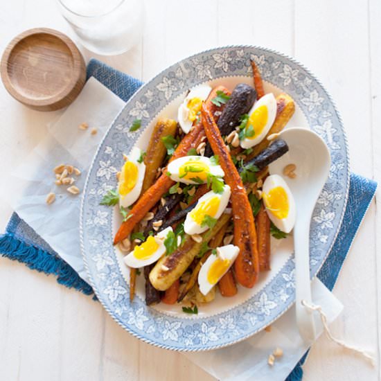 Curried roasted carrots with egg