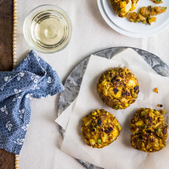 Samosa Cakes with Apple Chutney