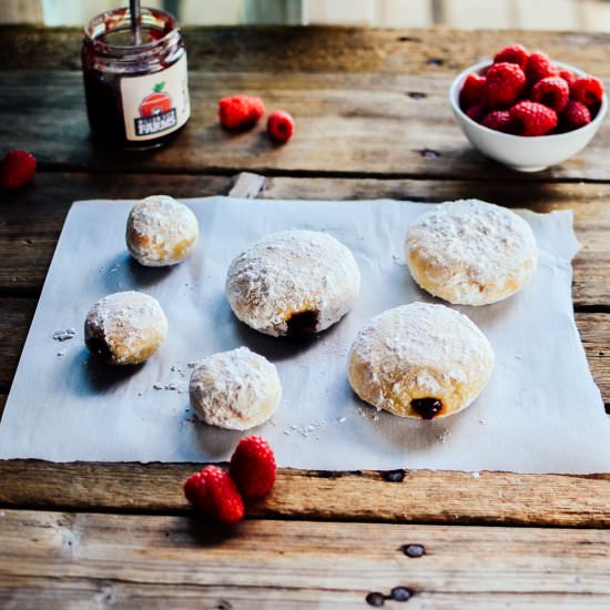 Raspberry Jam Filled Doughnuts