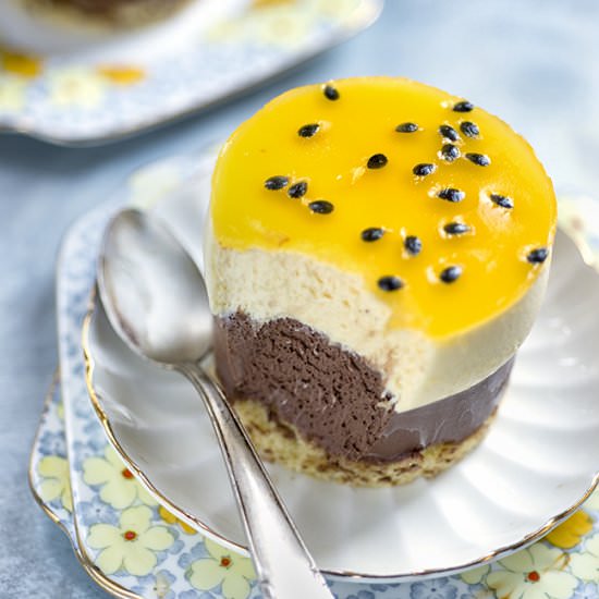 Chocolate and passionfruit entremet