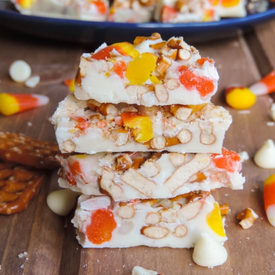 Candy Corn Pretzel Bark