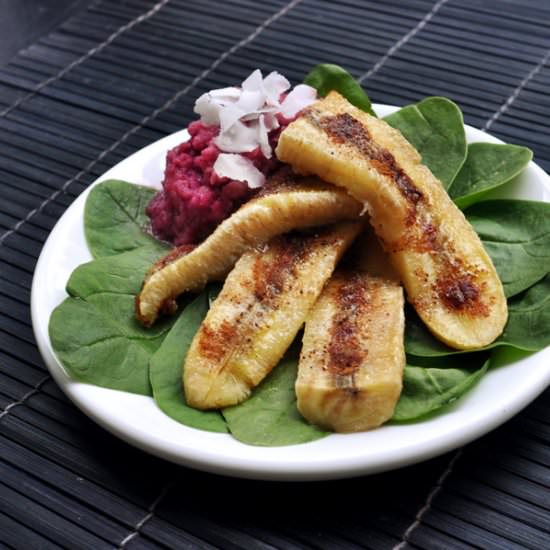 Baked Banana with Apple Sauce