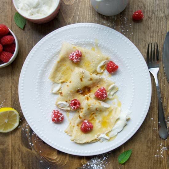 Almond Oat Cheesecake Filled Crepes