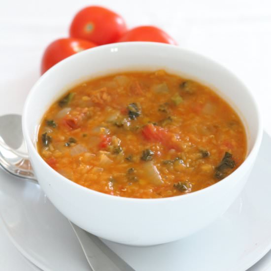 Chorizo, Tomato, Lentil & Kale Soup