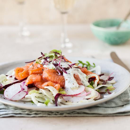 Raw Salmon Salad with Fennel