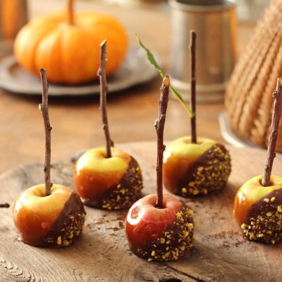 Vegan Caramel and Chocolate Apples