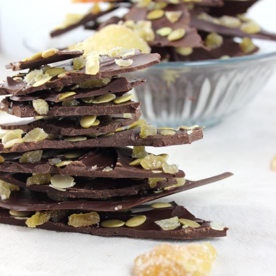 Dark Chocolate Ginger Pepita Bark