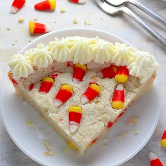 5-Ingredient Candy Corn Cookie Cake