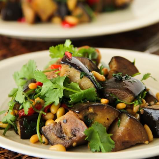Warm Salad with Eggplant & Cilantro
