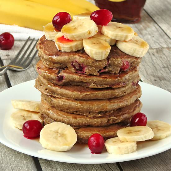 Cranberry Banana Oatmeal Pancakes