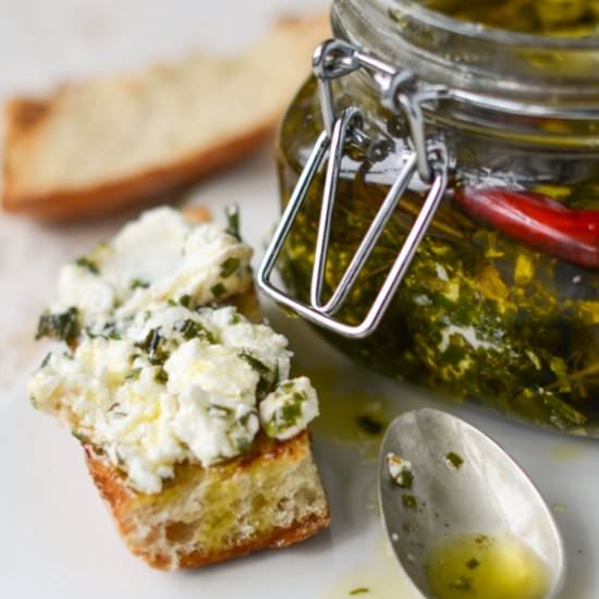 Labneh in herb oil