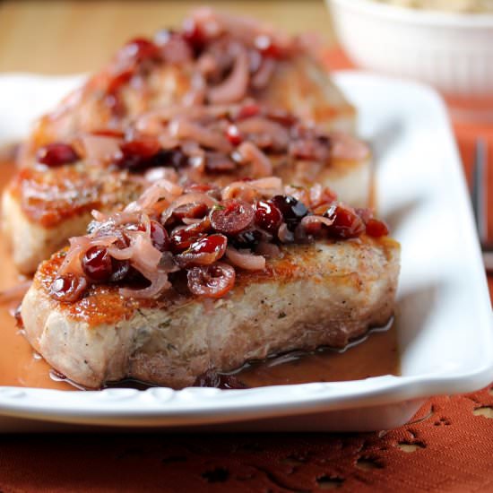 Pork Chops w/Cranberries and Wine