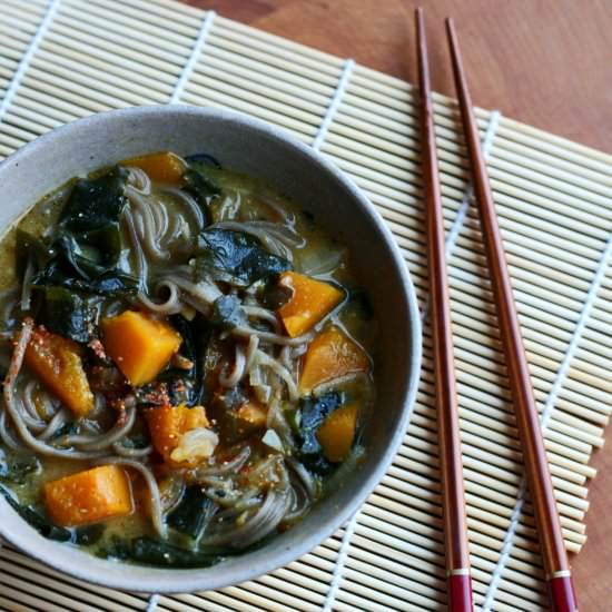 Miso Soup with Pumpkin and Soba