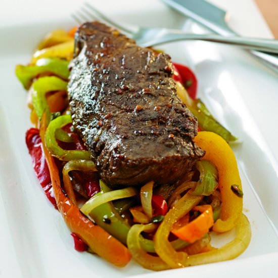 Hanger Steak with Peppers