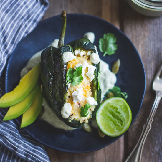 Butternut Quinoa Chiles Rellenos