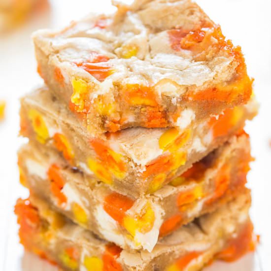 Candy Corn & White Choc Blondies