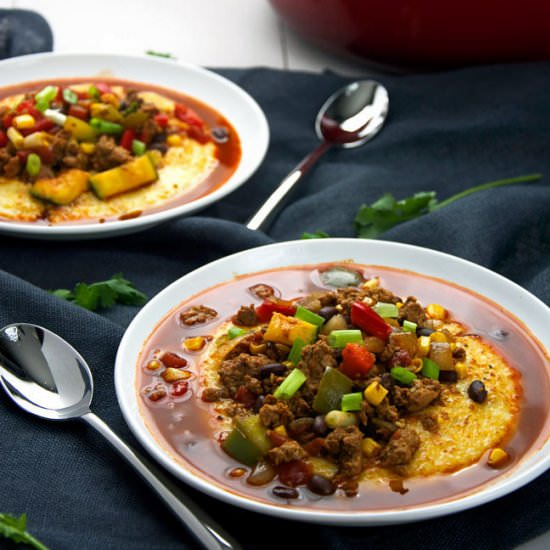 Turkey Chorizo Chili Spicy Polenta