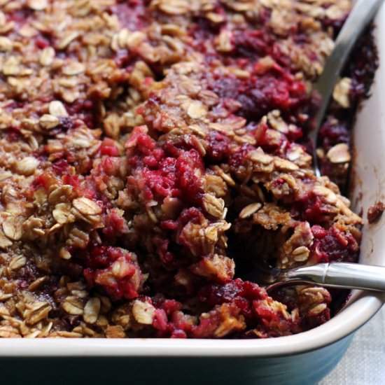 Baked raspberry oatmeal