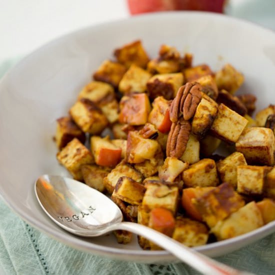 fall tofu and apple cubes