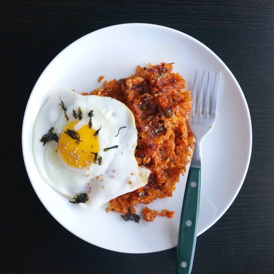 Kimchi Fried Rice Waffles