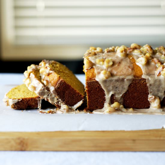 Pumpkin Loaf Cake with Walnut Glaze
