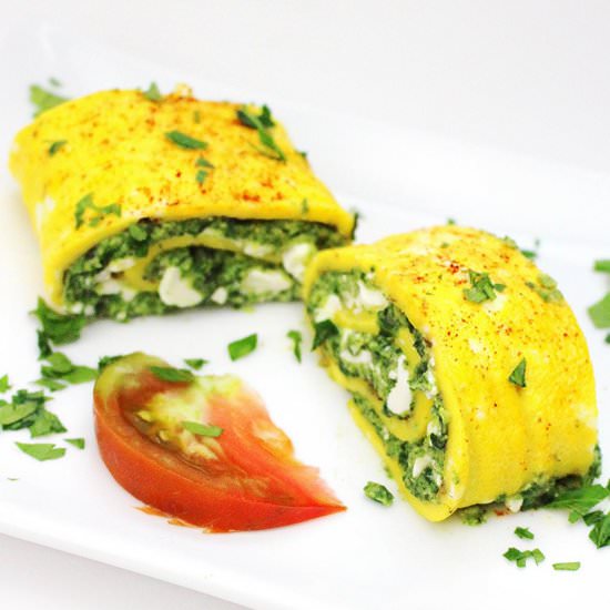 Greek Omelette Roll with Spinach