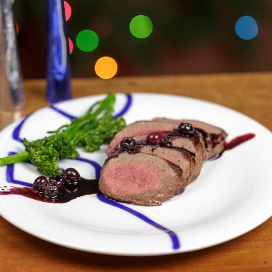 Venison with Port/Blueberry Sauce