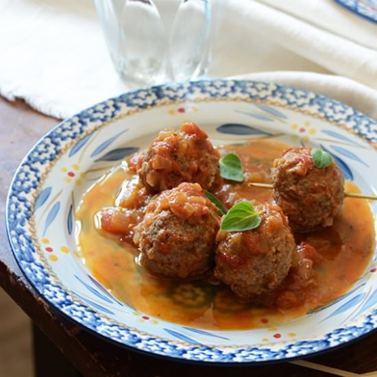 Tomato-Simmered Bison Meatballs